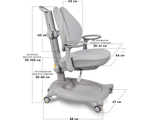 Крісло дитяче ErgoKids GT Y-404 ortopedic grey 