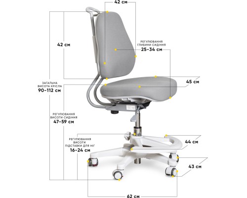 Дитяче крісло Evo-Kids Mio Ergo Lite Grey (арт.Y-507 Lite G) 