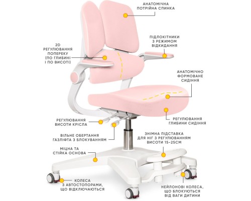 Дитяче крісло Mealux Trident Pink (арт.Y-617 KP) 