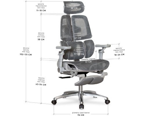 Крісло Mealux S3 Air Plus Grey (арт. HF-S3 M/G) 