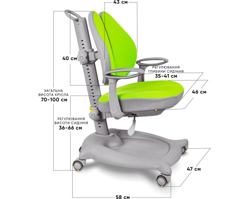 Крісло дитяче ErgoKids GT Y-404 ortopedic green 