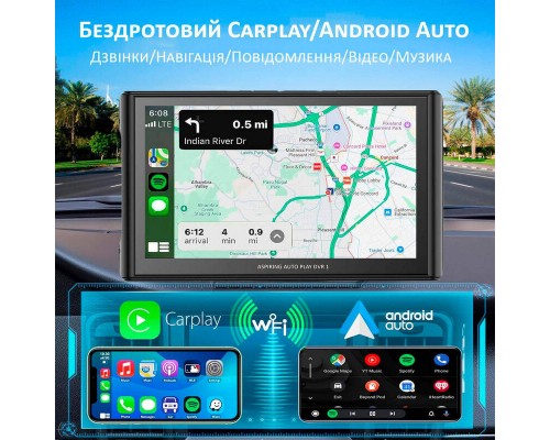 Автомонітор Aspiring Auto Play DVR 1, CarPlay, Android auto