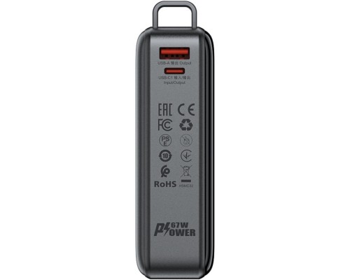 УМБ Acefast 20000mAh 67W PD3.0 20В/3.35A Type-C, USB-A, with cable, Li-ion M4 Black 