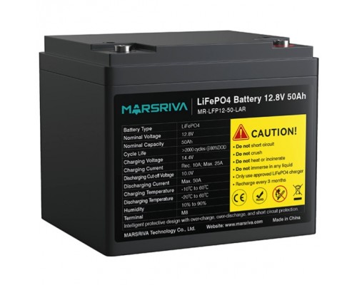 Акумуляторна батарея Marsriva LiFePO4, 12,8 V/50Ah, Bluetooth 