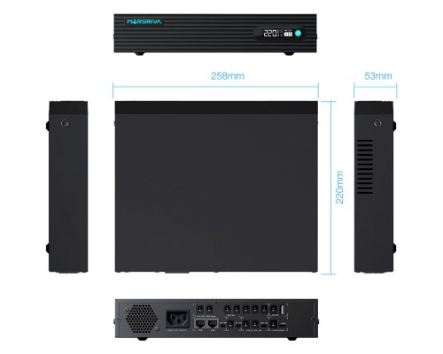 ДБЖ Marsriva DC UPS KP9 Pro 240VAC 12xDC+PoE24VGigabit1A+USB, 14V/16V/19V/24V/48V/53V 100W 24000mAh 