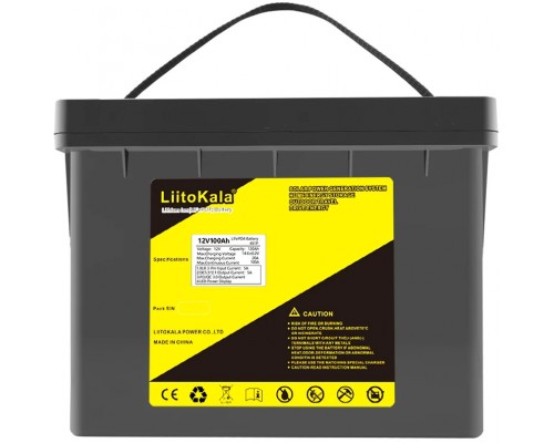 Акумуляторна батарея LiitoKala LiFePO4 DC-12V100Ah, LED, XLR 3PIN, DC5.5 * 2.1/2 5A, USB3.0/1 18W, P 