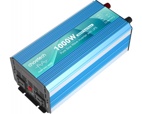 Інвертор Choetech з зарядкою, функція ДБЖ 12220V 1000Вт, чиста синусоїда 