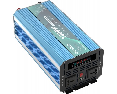 Інвертор Choetech з зарядкою, функція ДБЖ 12220V 1000Вт, чиста синусоїда 