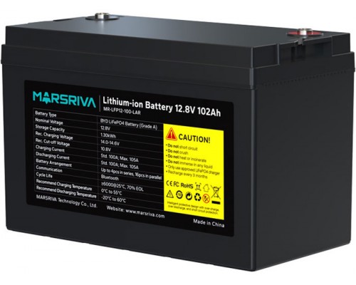 Акумуляторна батарея Marsriva LiFePO4, 12,8 V/100Ah, Bluetooth, Ver. 3 