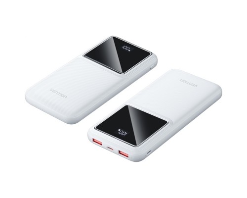 УМБ Vention 10000mAh 22.5W 3A PD,QC3.0, Micro-USB,USB-C,2xUSB-A, LED Display,White 