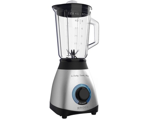 Блендер BROCK BL 1502 SS стаціонарний 500Вт/ скляна чаша 1,5л/ PULSE/ 2 швидк./дроблення льоду/метал 
