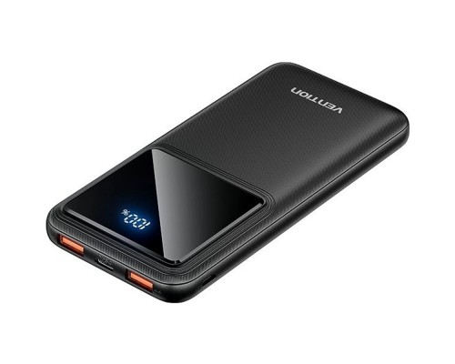 УМБ Vention 10000mAh 22.5W 3A,PD,QC 3.0, Micro-USB,USB-C,2xUSB-A,LED Display,Black 