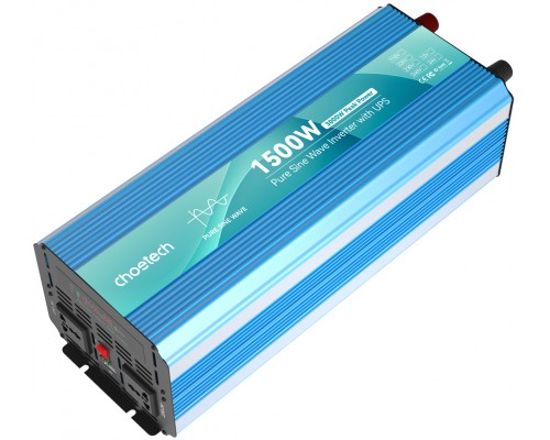 Інвертор Choetech з зарядкою, функція ДБЖ 12220V 1500Вт, чиста синусоїда 