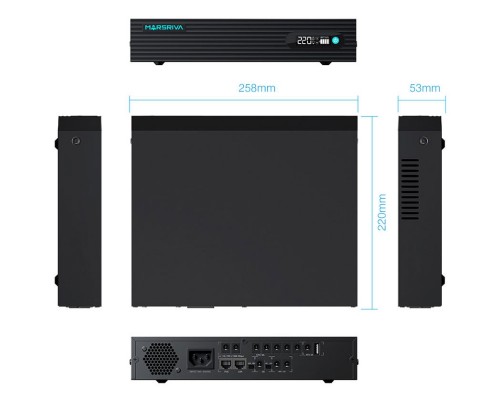 ДБЖ Marsriva DC UPS KP9 240VAC 11xDC+PoE24V1A+USB,2x48V2.A,1x912V3A,7x12V5A,1x5V2A 100W 24000mAh 