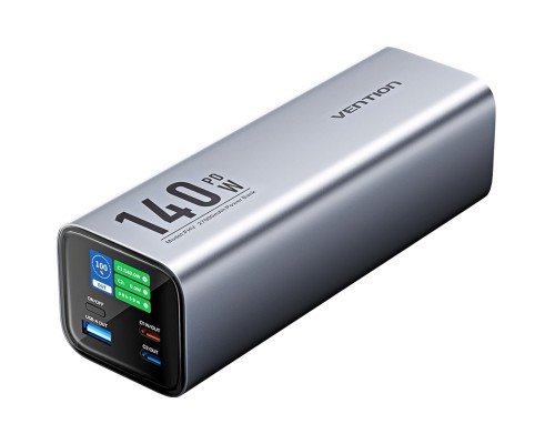 УМБ Vention 27000mAh 140W 5A PD,QC3.0, 2xUSB-C, USB-A, LED Display, Gray 