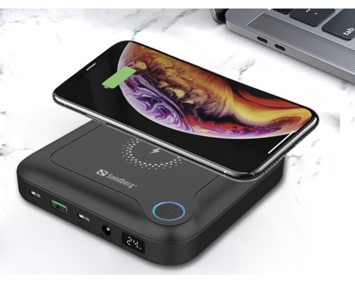 УМБ Sandberg 24000mAh 85W PD All-in1 Laptop, UPS mode, DC 12-24V/4А, USB, Type-C OUT PD 