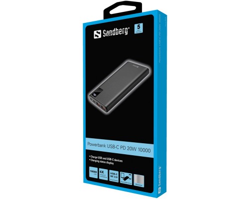 УМБ Sandberg 10000mAh 20W PD, 2xUSB, Type-C OUT 