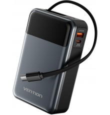 УМБ Vention 20000mAh 65W 3A PD,QC3.0,USB-A,1хType-C OUT,with Built-in USB-C Cable, LED Display,Black