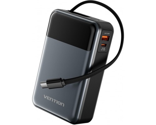 УМБ Vention 20000mAh 65W 3A PD,QC3.0,USB-A,1хType-C OUT,with Built-in USB-C Cable, LED Display,Black 