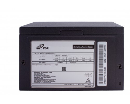БЖ 500W FSP ATX-500W PNR PRO 120mm silent fan, Retail Box 