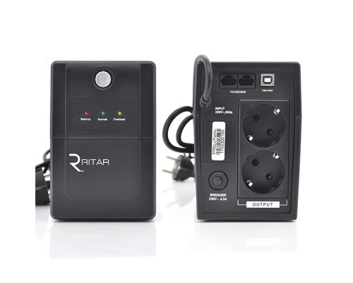 ДБЖ Ritar RTP650L-U (390W) Proxima-L, LED, AVR, 2st, USB, 2xSCHUKO socket, 1x12V7Ah, plastik Case ( 340 x 140 X 205) 4.7 кг Q4 
