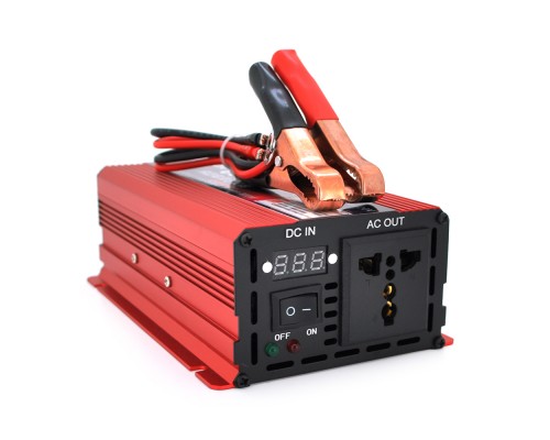 Інвертор напруги ST600CP (DC:300W), 12/220V з апроксимованою синусоїдою, 1 універсальна розетка, крокодили, BOX 
