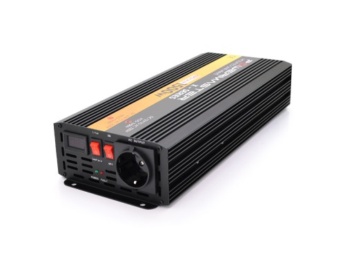 Інвертор напруги POWERMASTER-1500 (900Вт), 12/220V, approximated, 1 універсальна розетка, клем + крокодили, Box 