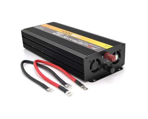 Інвертор напруги POWERMASTER-1500 (900Вт), 12/220V, approximated, 1 універсальна розетка, клем + крокодили, Box 