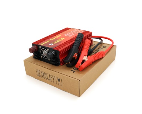 Інвертор напруги Demuda, 1000W 12/220V з апроксимованою синусоїдою, 1 універсальна розетка, клемні дроти, Q10 