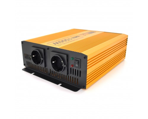 Інвертор напруги Mexxsun MXSPSW-1500, 12V/220V, 1500W з правільною синусоїдою, 2 Shuko, клемні дроти, Q4 