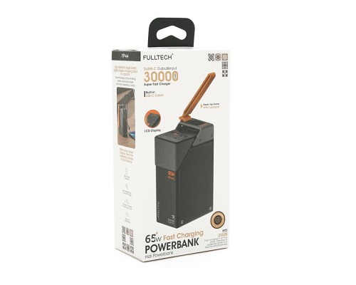 PowerBank FULLTECH PRIME 30000mAh, PD65W+22.5W, Input: (Type-C), Output: (USB, Type-C), індикація заряду, 0.600kg, Black, Box 