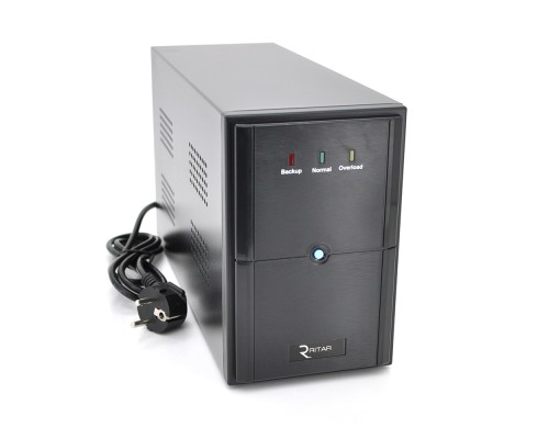 ДБЖ Ritar E-RTM600L-U (360W) ELF-L, LED, AVR, 2st, USB, 2xSCHUKO socket, 1x12V7Ah, metal Case Q4 (370*130*210) 4,8 кг (310*85*140) 