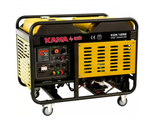 Генератор дизельний KDK12RE, 1-фазний 230V, 50Hz, 12kVA/10kW, бак 34л, витрата 3л/год, пуск: стартер, водяне охл., 1060x650x735 мм, 220 кг 