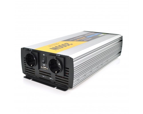 Інвертор напруги Solinved Sol-Yb24-2000M, 24V/220V, 2000W з апроксимованою синусоїдою, 2Shuko, USB, клемні дроти, Q5 