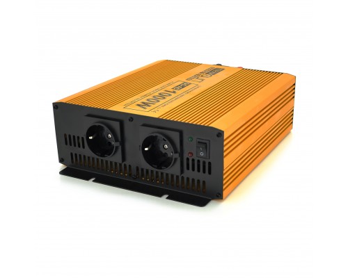 Інвертор напруги Mexxsun MXSPSW-1000, 12V/220V, 1000W з правильною синусоїдою, 2 Shuko, клемні дроти, Q4 