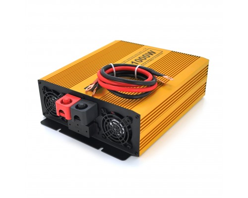 Інвертор напруги Mexxsun MXSPSW-1000, 12V/220V, 1000W з правильною синусоїдою, 2 Shuko, клемні дроти, Q4 