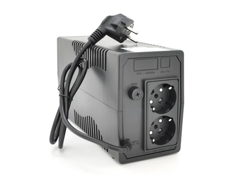 ДБЖ Hikvision DS-UPS600/EU, 600ВА/360 Вт LED, 2xUniversal socket, 1x12V/7Ah, 4,2 кг, 274×95×139 мм 