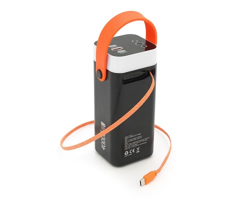 Powerbank ACL PW-142 40000mAh, PD22.5W, 4xUSB+USB-C, 4 кабелі (USB/Micro/Type-C/Lighting), Ліхтар, 0.92 кг, Black/White, Box 