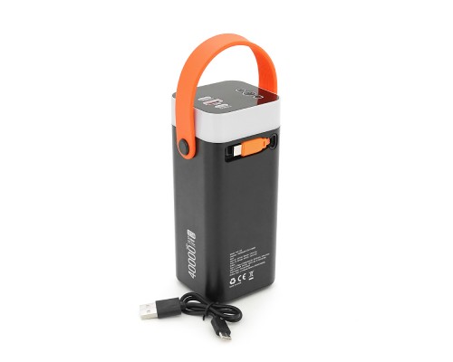 Powerbank ACL PW-142 40000mAh, PD22.5W, 4xUSB+USB-C, 4 кабелі (USB/Micro/Type-C/Lighting), Ліхтар, 0.92 кг, Black/White, Box 