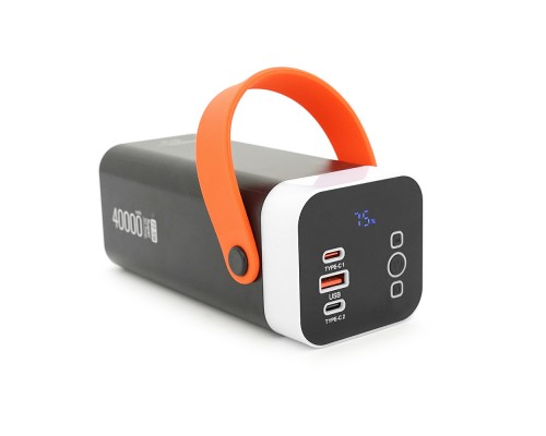 Powerbank ACL PW-142 40000mAh, PD22.5W, 4xUSB+USB-C, 4 кабелі (USB/Micro/Type-C/Lighting), Ліхтар, 0.92 кг, Black/White, Box 