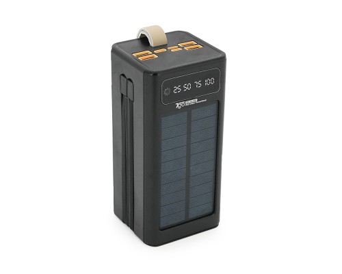 Powerbank 7GO GPW-01 50000mAh, Solar, Fast charge PD22.5W, Li-pol, LCD Display, Вхід:Type-C, Виходи: 2xUSB Type-C, 4xUSB Type-A, кабелю Type-C/Lightning, 1,080, Black, Box 