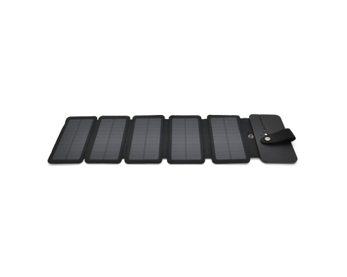 Solar panel 5 Foldings, built-in microUSB cable, Output: 5 /1,2 А(USB), plastic, Black, Corton box 