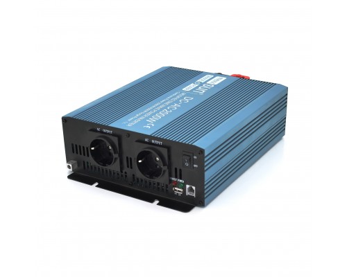 Інвертор напруги Mexxsun MXS-2000, 24V/220V, 2000W з правільною синусоїдою, 2 Shuko, клемні дроти, Q4 