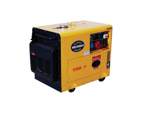 Генератор дизельний KDK7500SC3, 3-фазний 220/400V, 50Hz, 6.9kVA/5.5kW, бак 14.5 л, витрата 1.5 л/год, пуск: стартер, 850х550х720 мм, 160 кг 