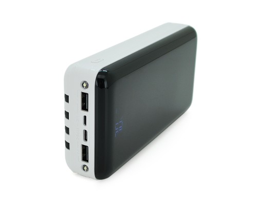PowerBank Bix-30000mAh, Input:MicroUSB+Type-C, Output:4USB/Type-C/MicroUSB/Lightning, QC22.5W/PD20W, White 
