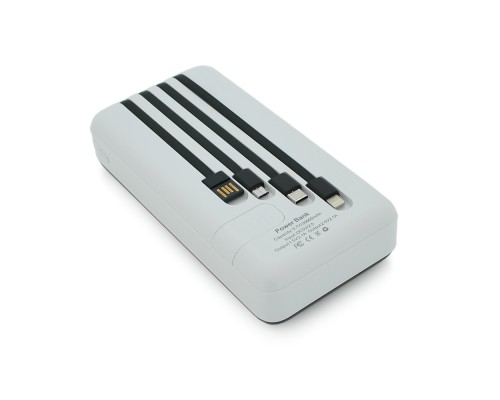 PowerBank Bix-30000mAh, Input:MicroUSB+Type-C, Output:4USB/Type-C/MicroUSB/Lightning, QC22.5W/PD20W, White 
