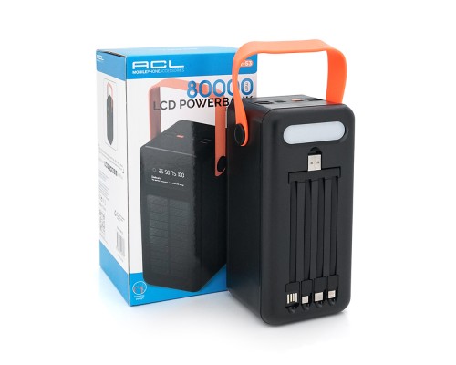 Powerbank ACL PW-53 80000mAh, 4xUSB, Solar, ліхтар, 1,9 кг, Black/White, Box 
