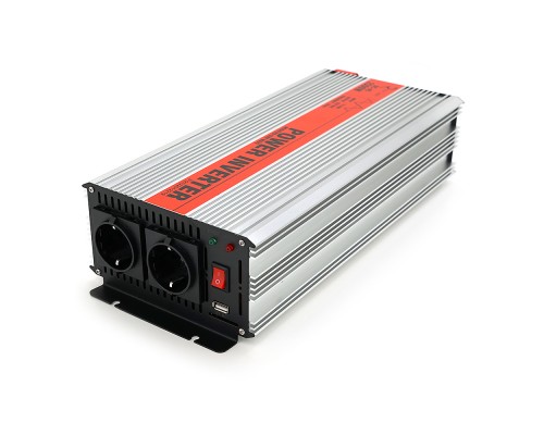 Інвертор напруги RITAR RSX-2500, 12V/220V, 2500W з апроксимувати синусоїдою, 2xShuko, 1xUSB, клемні дроти, BOX, Q4 