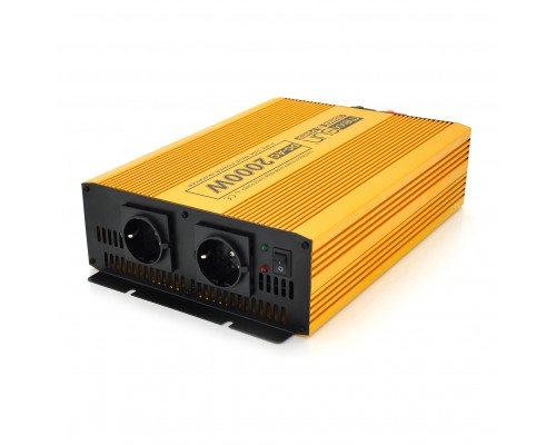 Інвертор напруги Mexxsun MXSPSW-2000, 12V/220V, 2000W з правильною синусоїдою, 2 Shuko, клемні дроти, Q2 