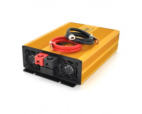 Інвертор напруги Mexxsun MXSPSW-2000, 12V/220V, 2000W з правильною синусоїдою, 2 Shuko, клемні дроти, Q2 
